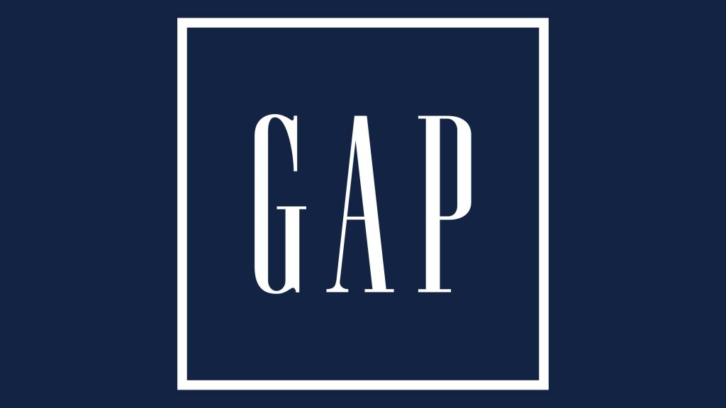 Minimalist Navy Blue Gap Logo wallpaper with white GAP text and square outline background