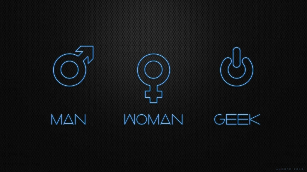 Minimalist Neon Blue Gender Symbols on Black Textured Background Wallpaper