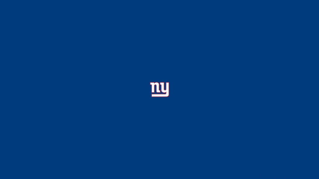 Minimalist New York Giants Logo Wallpaper on Solid Blue Background