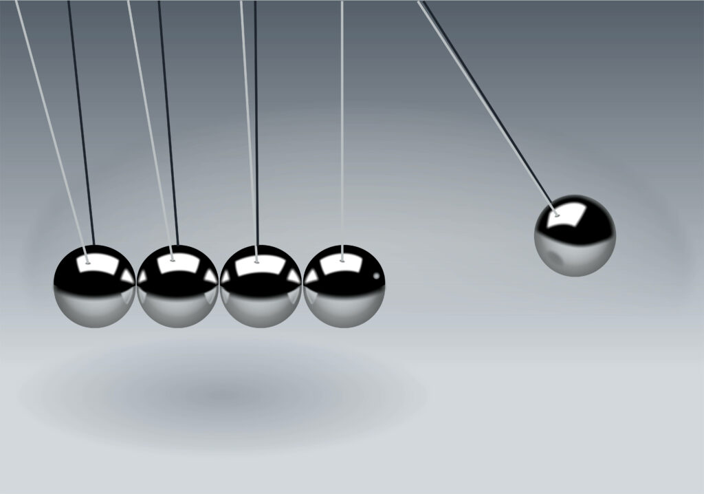 Modern Minimalist Newton's Cradle Wallpaper with Silver Balls