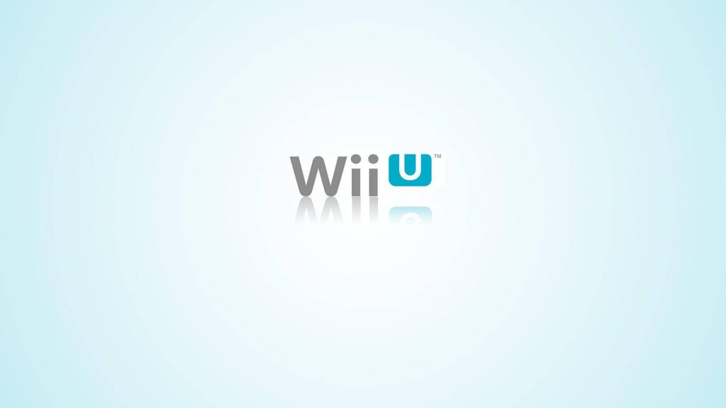 Minimalist Nintendo Wii U logo wallpaper with soft blue gradient and mirrored drop reflection