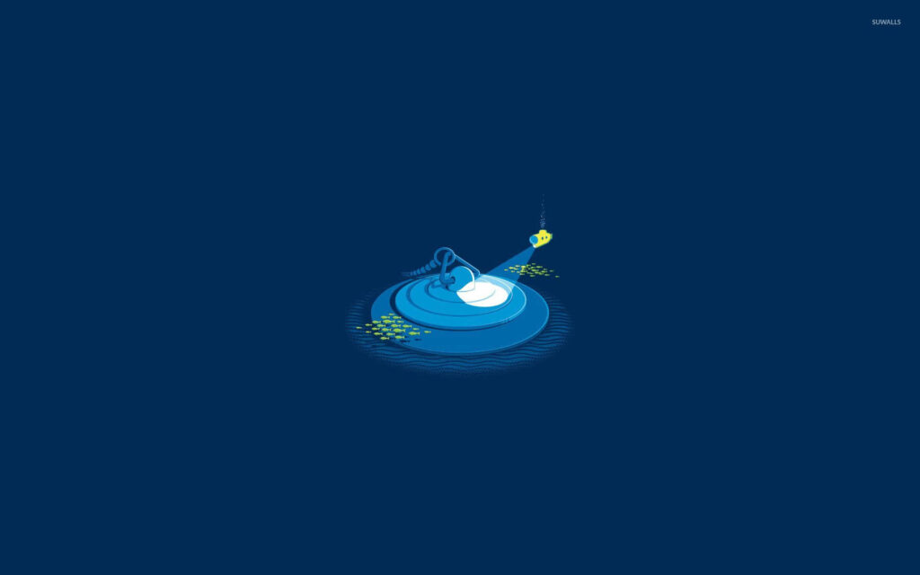 Minimalist Ocean Wallpaper: Serene Whale Illustration & Soft Waves