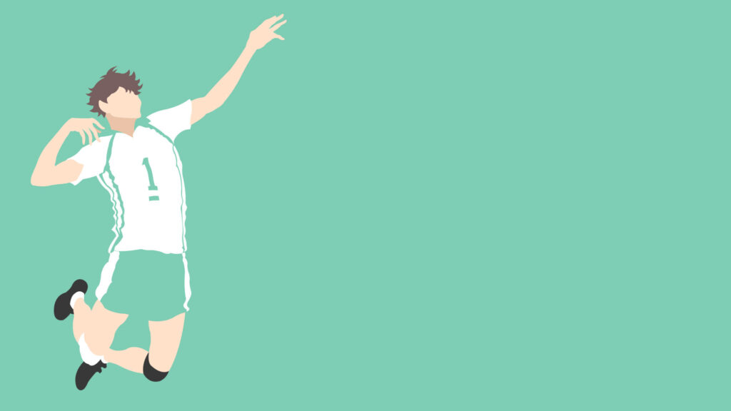 Oikawa Serving Wallpaper - Minimalist Haikyuu!! Design on Green Background