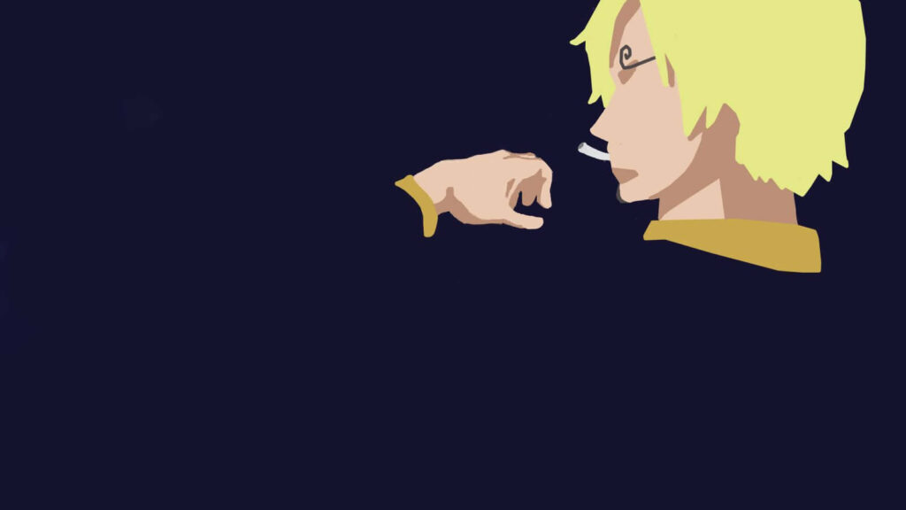 Minimalist One Piece Character Wallpaper - Blond Hair & Cigarette Art