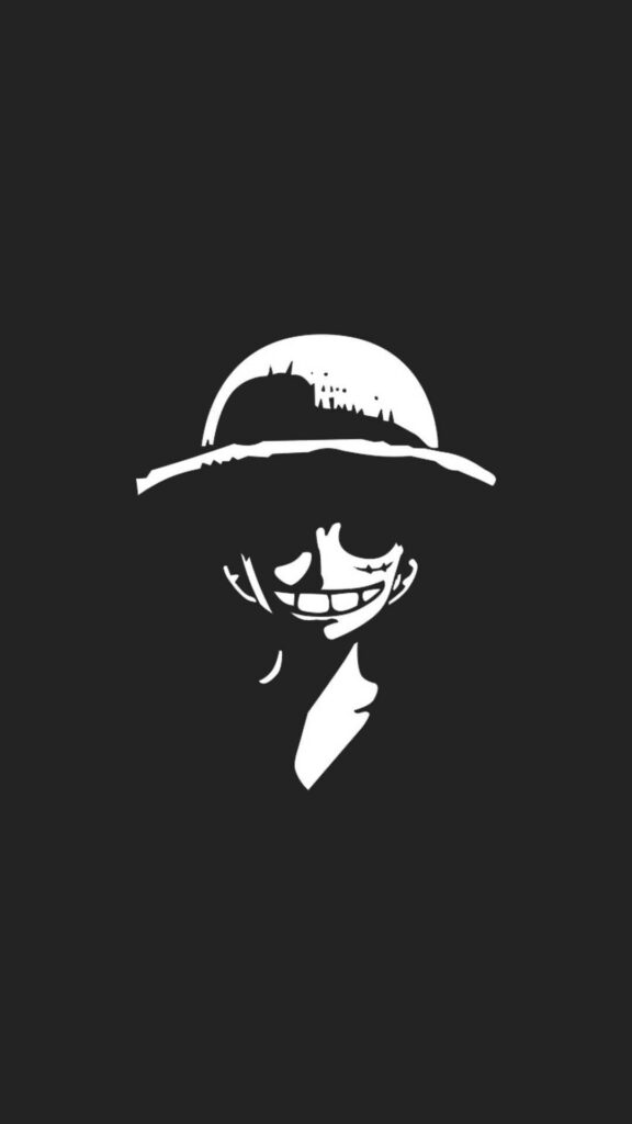 Minimalist Luffy Wallpaper: High-Contrast Design with Straw Hat