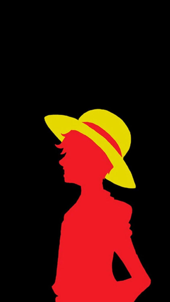 Minimalist One Piece Character in Bold Red Silhouette Wallpaper