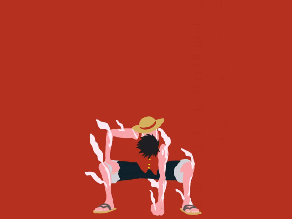 Minimalist One Piece Art: Character with Straw Hat on Red Background Wallpaper
