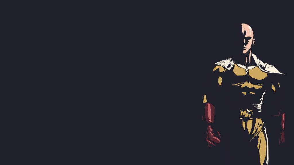 Minimalist One Punch Man Character Wallpaper - Striking Dark Design