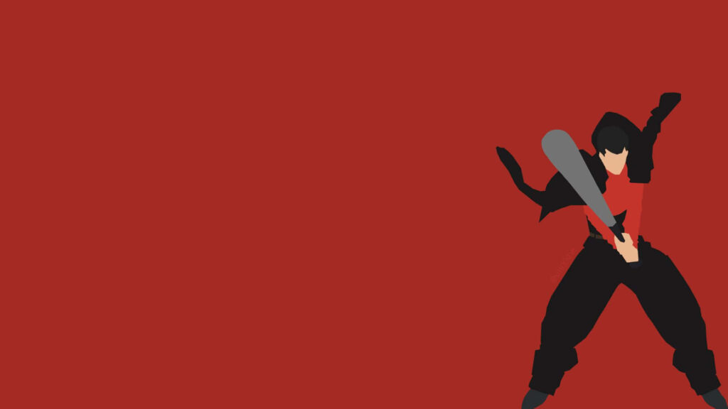 Minimalist One Punch Man Art: Silhouette on Deep Red Background Wallpaper