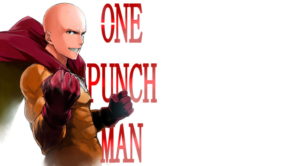 Minimalist One Punch Man Wallpaper: Bold Design & Strong Pose