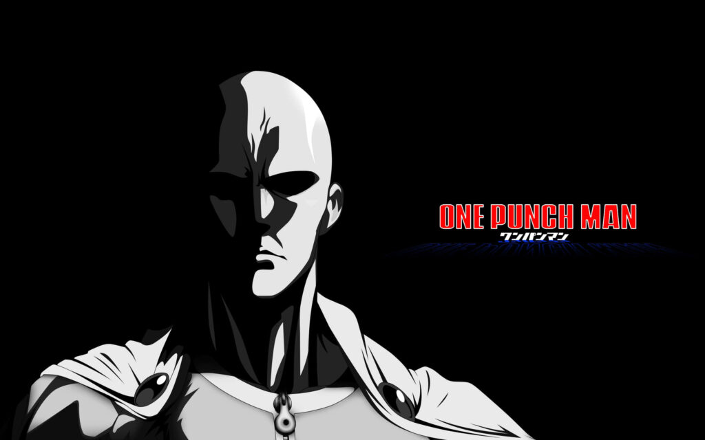 Saitama Minimalist Wallpaper: Bold Design with Dark Background