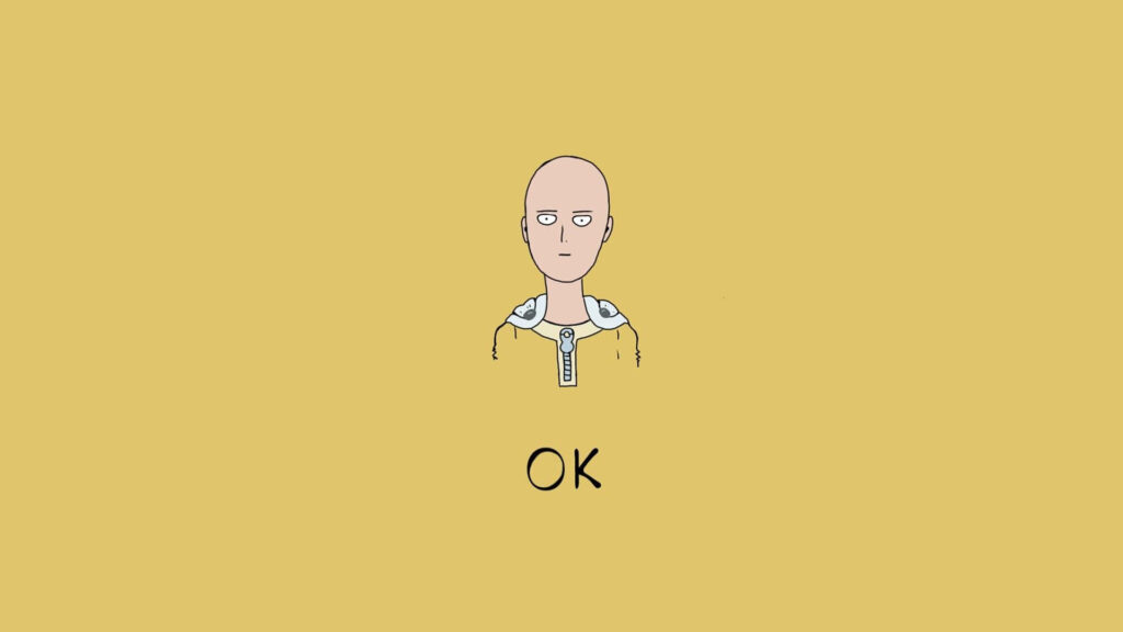Minimalist One Punch Man Wallpaper with Yellow Background & OK Text