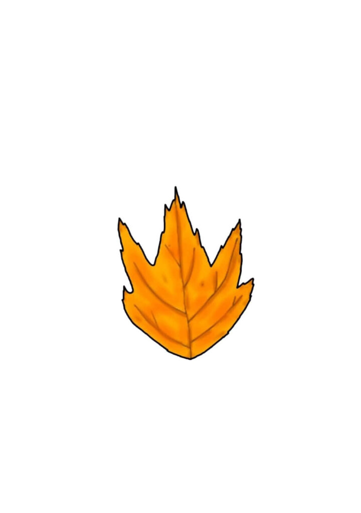 Minimalist Wallpaper: Vibrant Orange Autumn Leaf on White Background