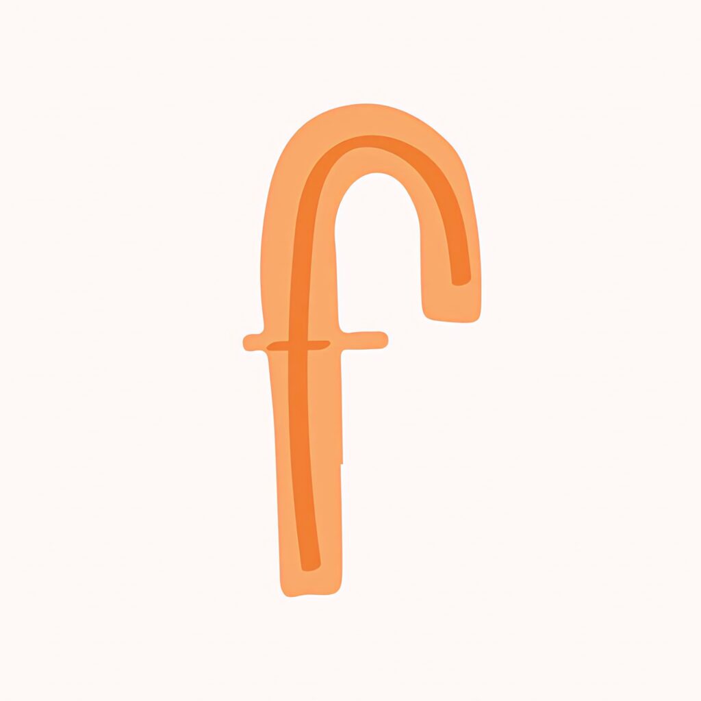 Minimalist orange letter F on soft light background modern typography wallpaper design