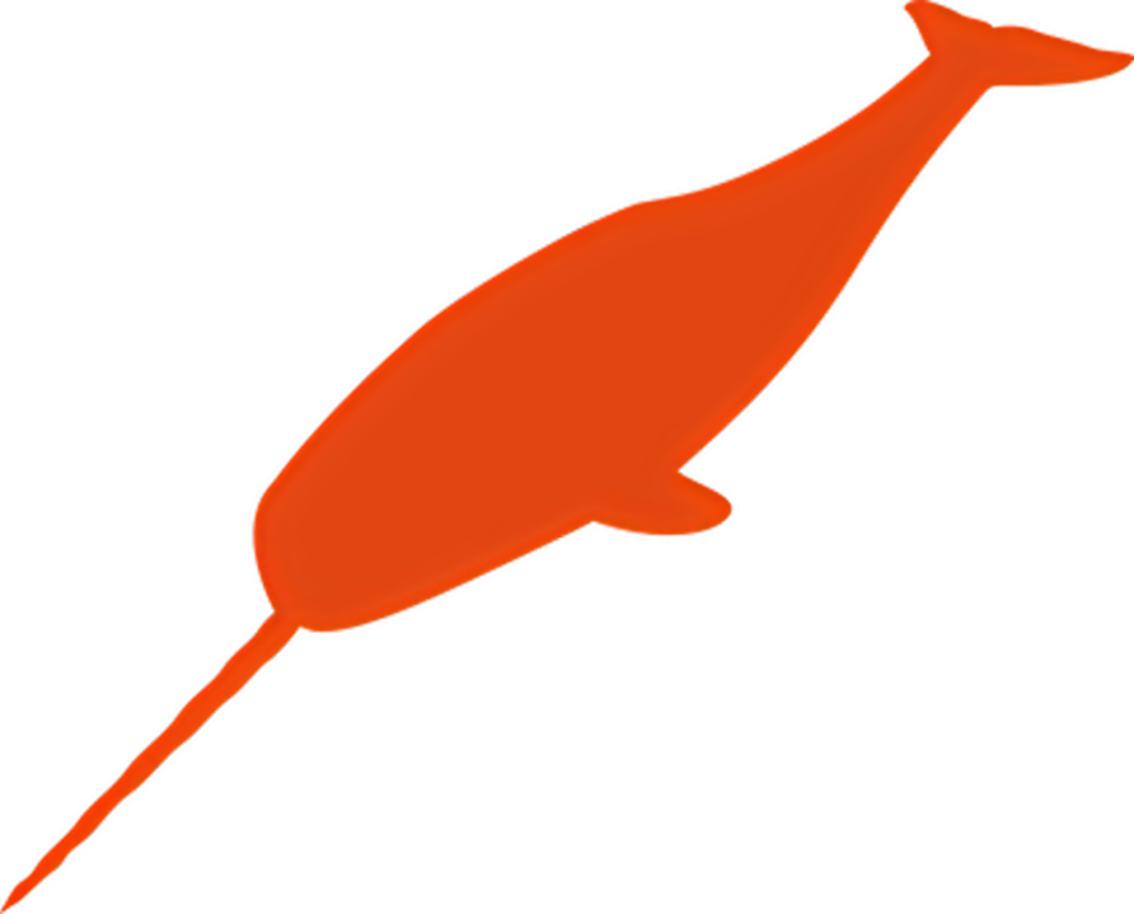 Minimalist Orange Narwhal Silhouette Wallpaper on Transparent Background