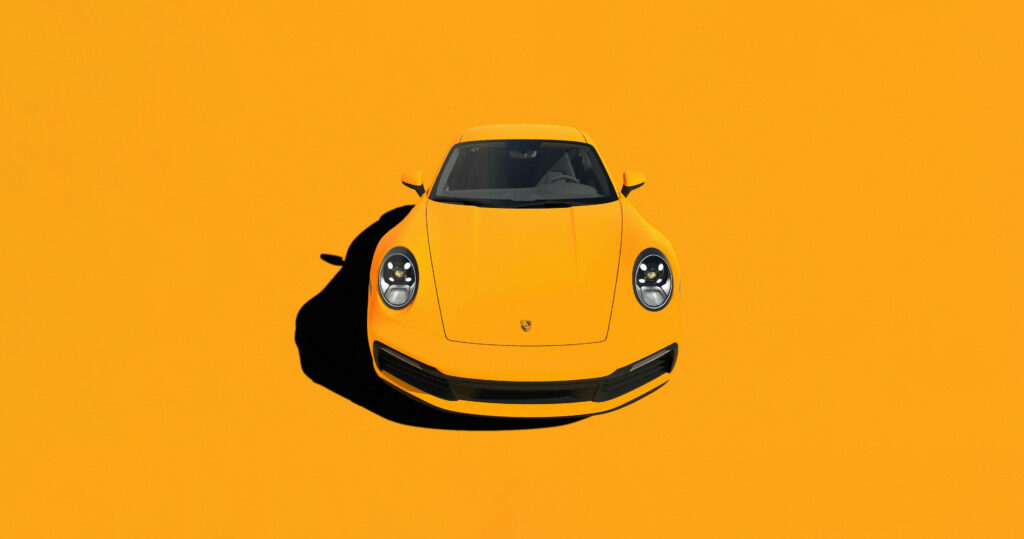 Eye-Catching Orange Porsche 911 Minimalist Wallpaper Background