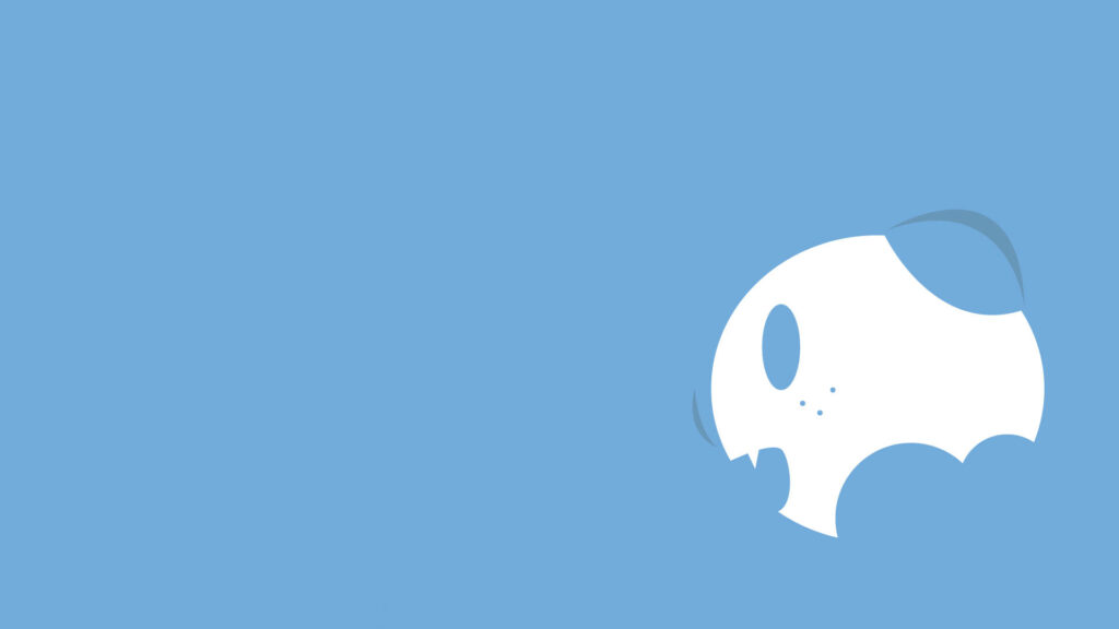 Minimalist Oshawott-Inspired Wallpaper on Sky-Blue Background