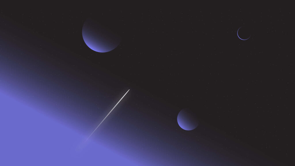 Minimalist Space Wallpaper: Sleek Craft Ascends to Celestial Bodies
