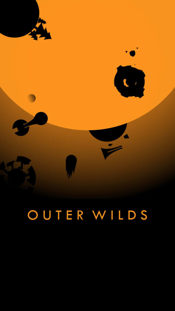 Minimalist Outer Wilds Wallpaper: Cosmic Design with Vibrant Orange