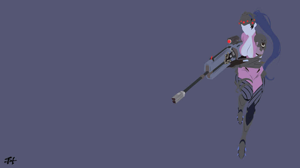 Minimalist Overwatch Character Wallpaper on Solid Gray Background