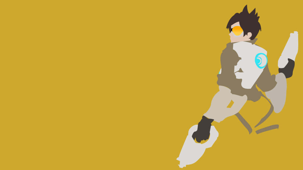 Minimalist Overwatch Character Wallpaper on Solid Yellow Background