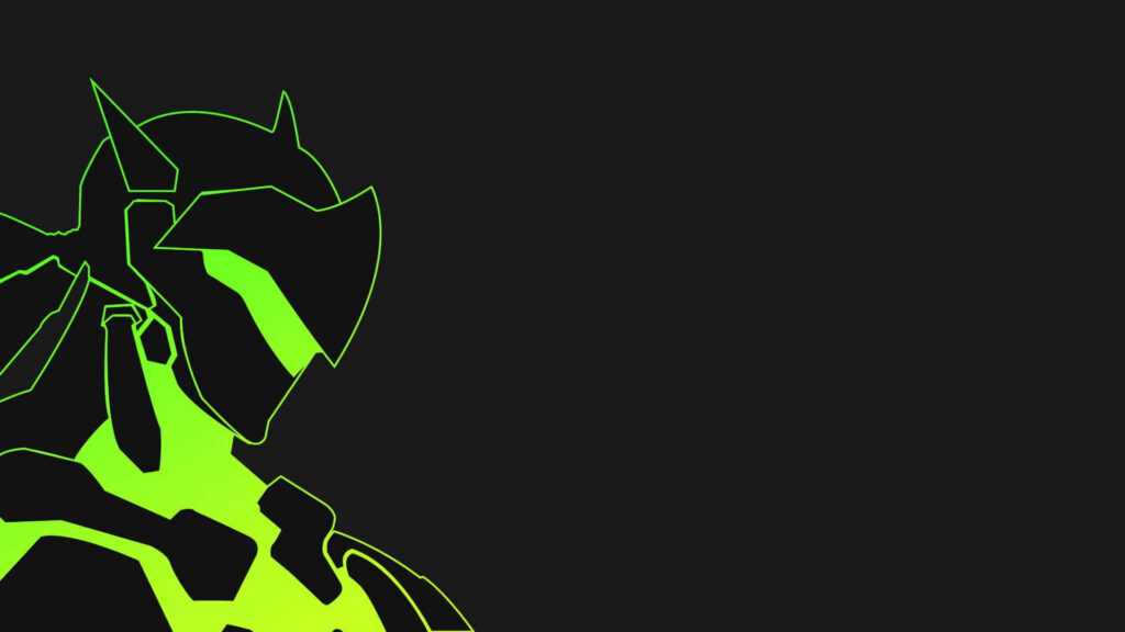 Minimalist Overwatch Character Wallpaper with Neon Green Accent