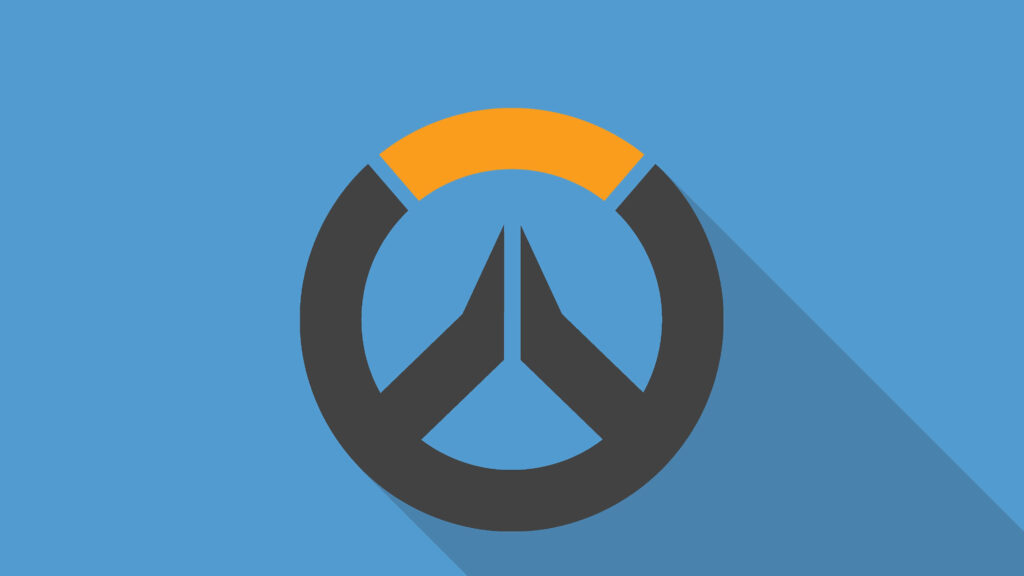 Stylish Overwatch Logo Wallpaper: Minimalist Blue Background Design