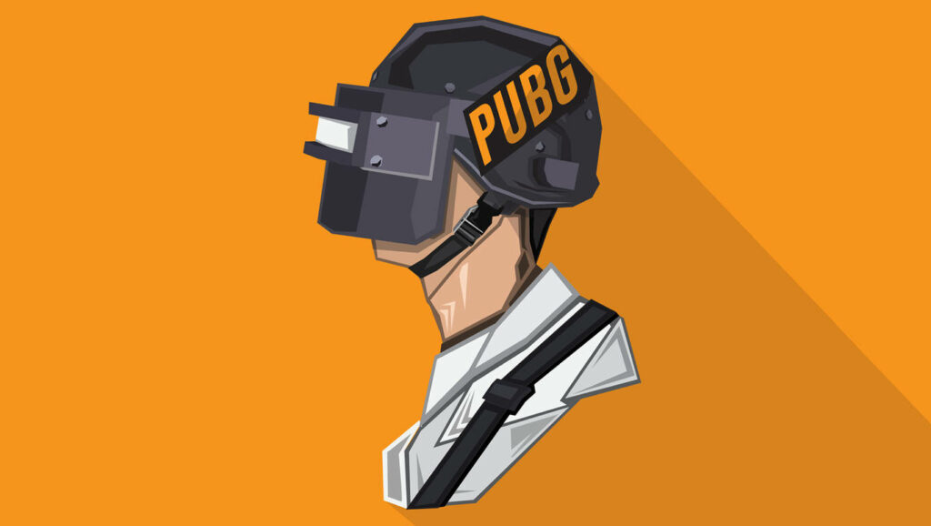 Vibrant PUBG Minimalist Wallpaper: Iconic Helmet Design