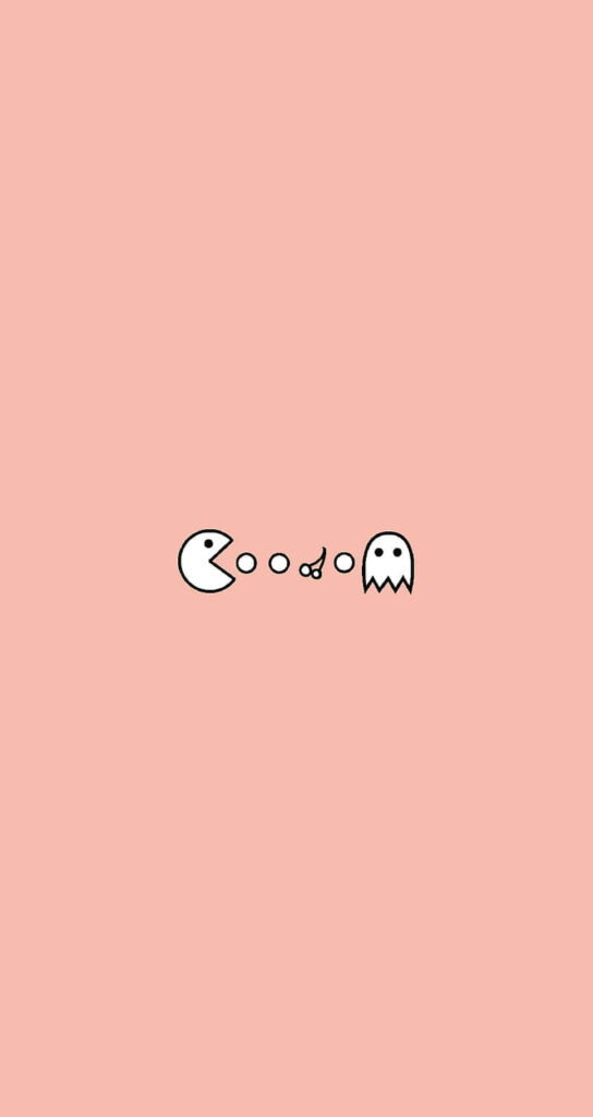 Minimalist Pink Pac-Man Wallpaper: Simple & Playful Background Design