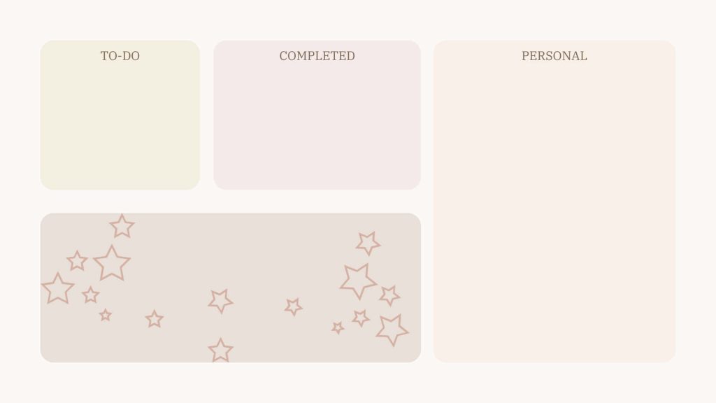 Minimalist desktop organizer wallpaper with pastel colors and labeled task sections for productivity
