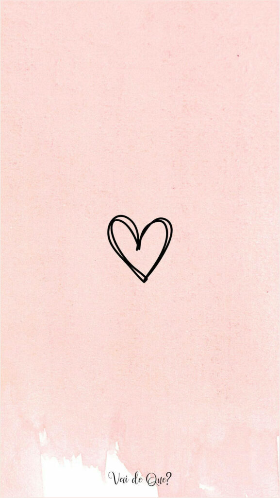 Pastel Pink Minimalist Wallpaper with Black Heart Line Art Design