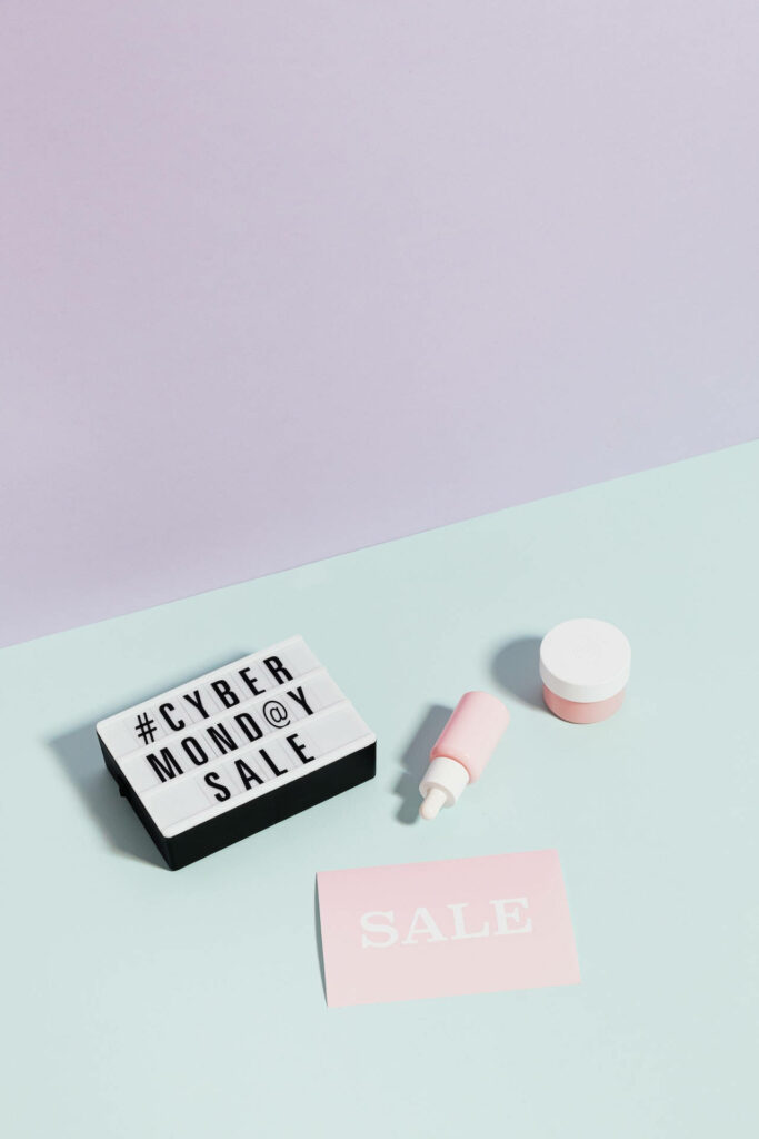 Minimalist Pastel Wallpaper for Cyber Monday Cosmetic Sale