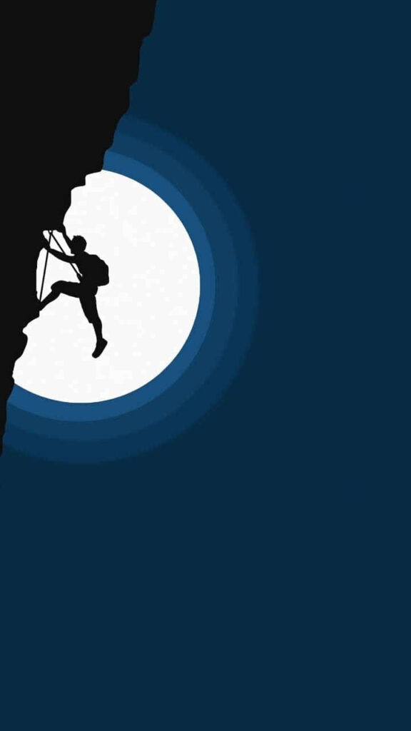 Minimalist Climber Wallpaper: Silhouette & Full Moon Sky