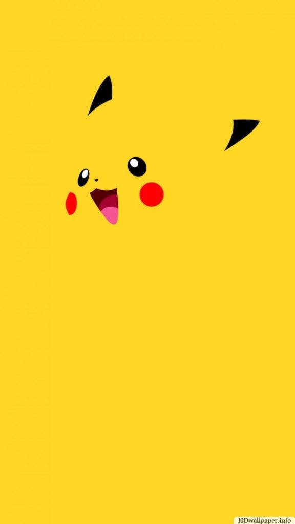 Minimalist Pikachu iPhone wallpaper bright yellow background cheerful face vector design
