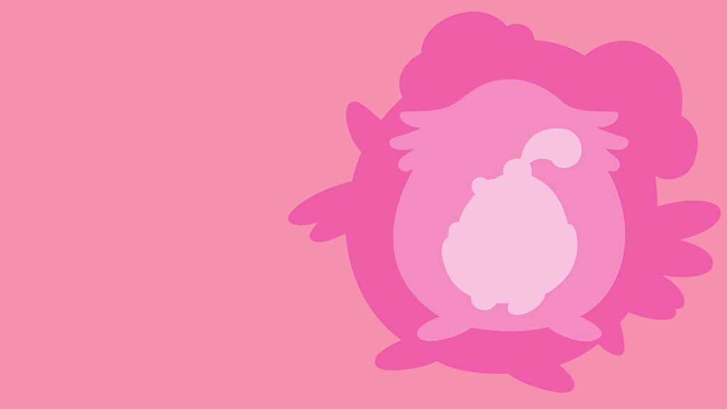 Minimalist pink wallpaper with concentric Blissey and evolutions silhouettes stylish design