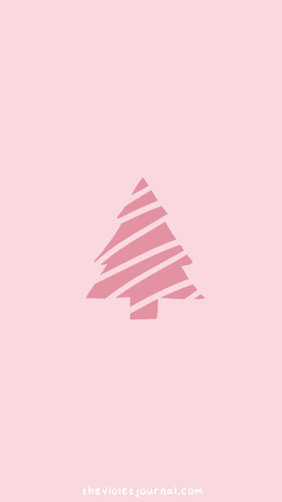Minimalist Pink Christmas Tree Wallpaper for a Festive Ambiance