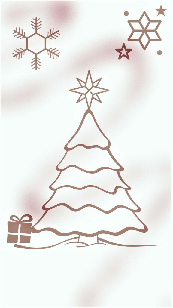 Minimalist Pink Christmas Wallpaper with Tree & Gift Motifs