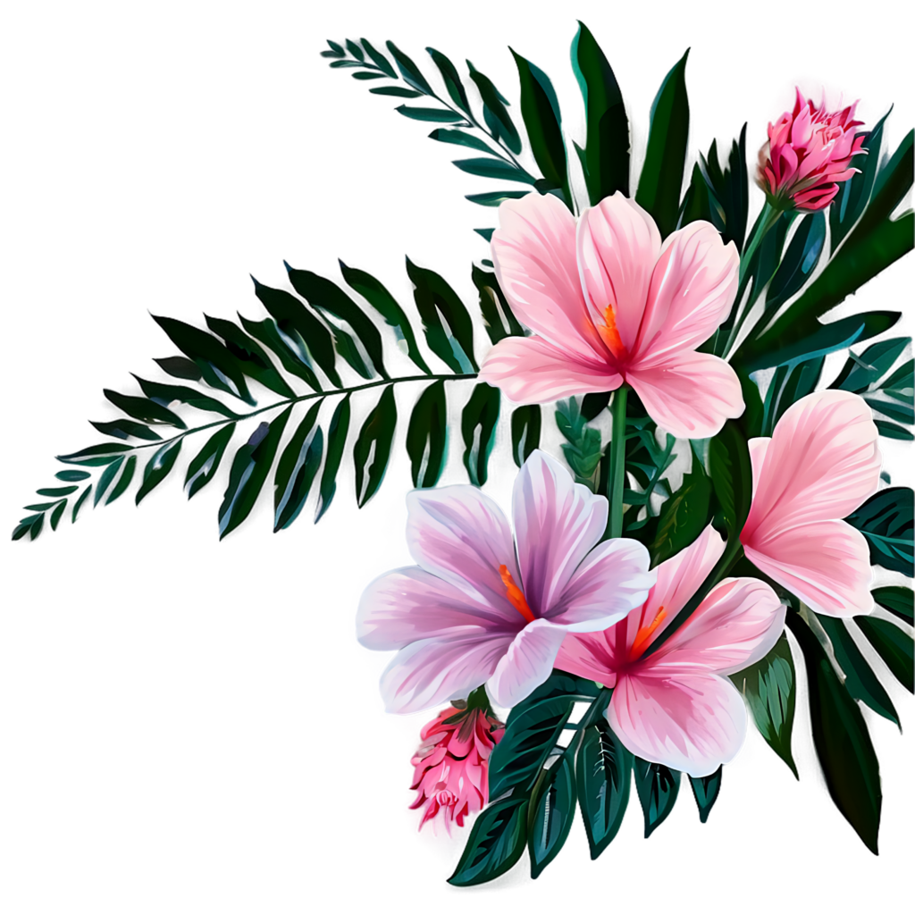 Elegant Pink Flower Wallpaper - Minimalist PNG Background