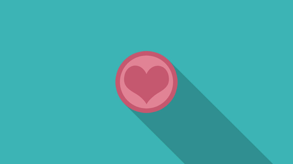 Minimalist Pink Heart Wallpaper on Blue Background - Clean Design