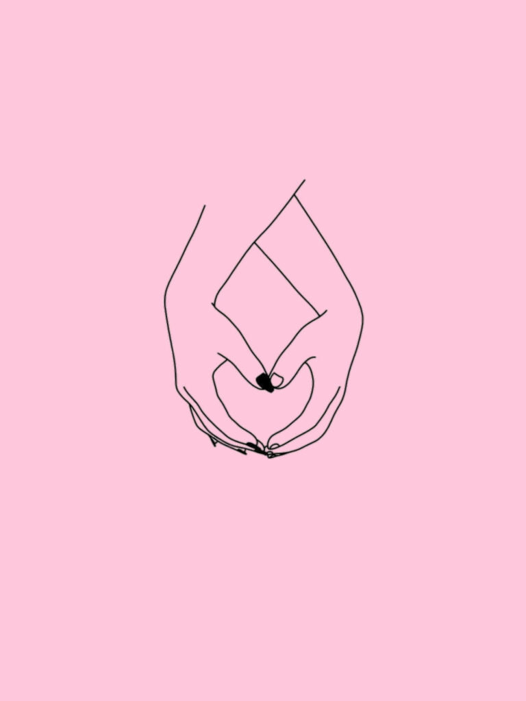 Minimalist Pink Wallpaper: Hands Forming Heart Shape Background