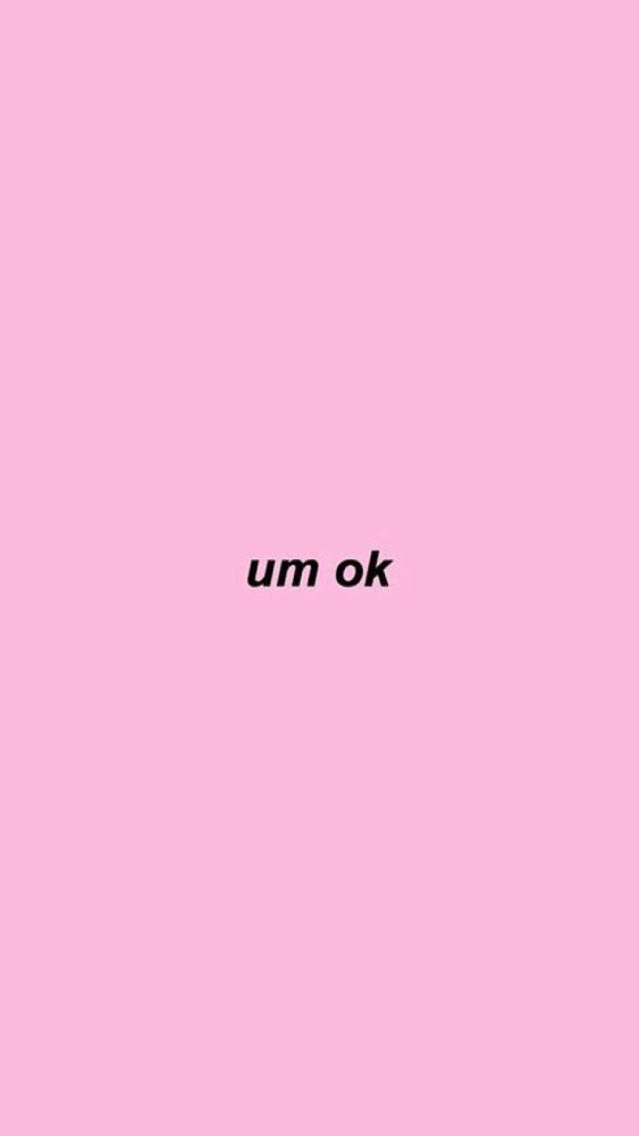 Minimalist pink wallpaper with centered black um ok text on soft pastel background design