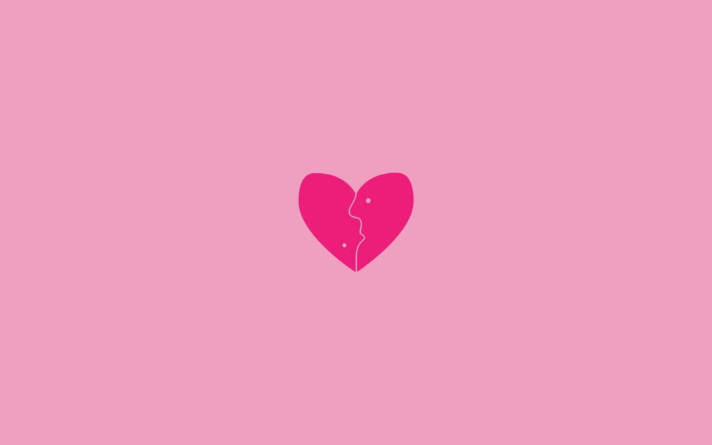 Minimalist Pink Wallpaper with Vibrant Red Heart - Love Design Background