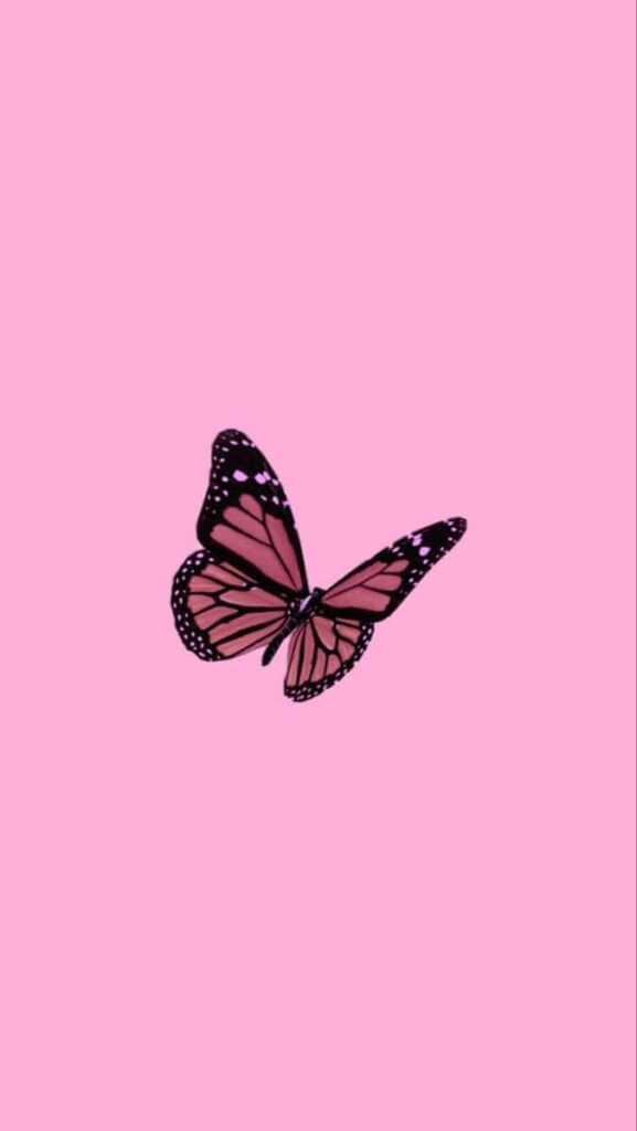 Minimalist Pink Y2K Wallpaper: Butterfly Vector Design with Bold Details