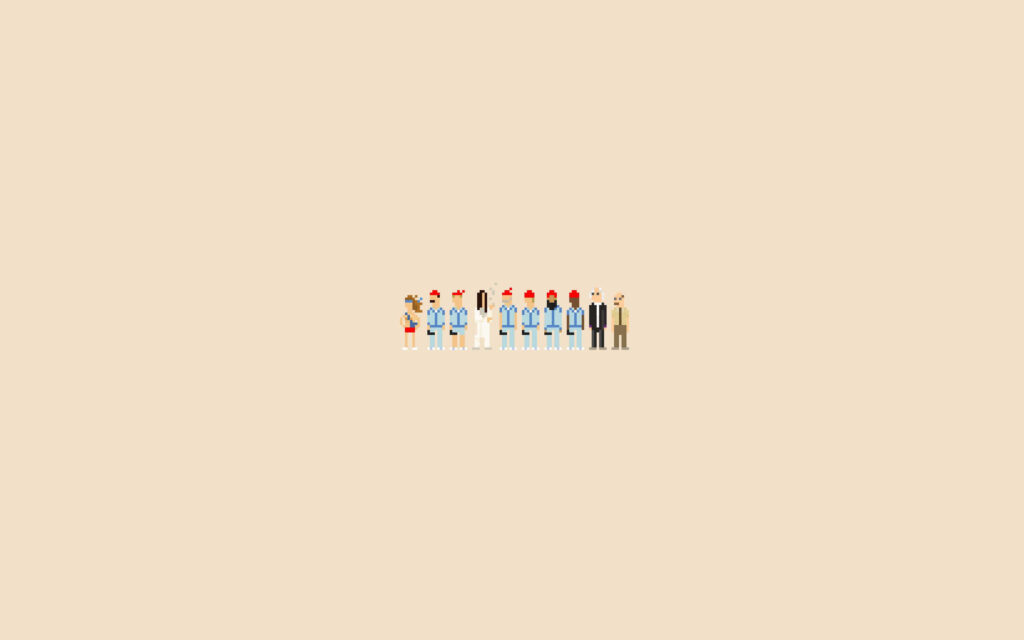 Minimalist Pixel Art Characters Wallpaper on Beige Background