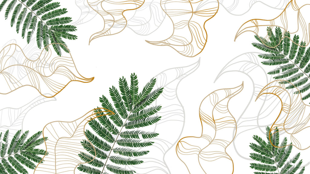 Vibrant Minimalist Fern Pattern Wallpaper with Gold and Gray Accents