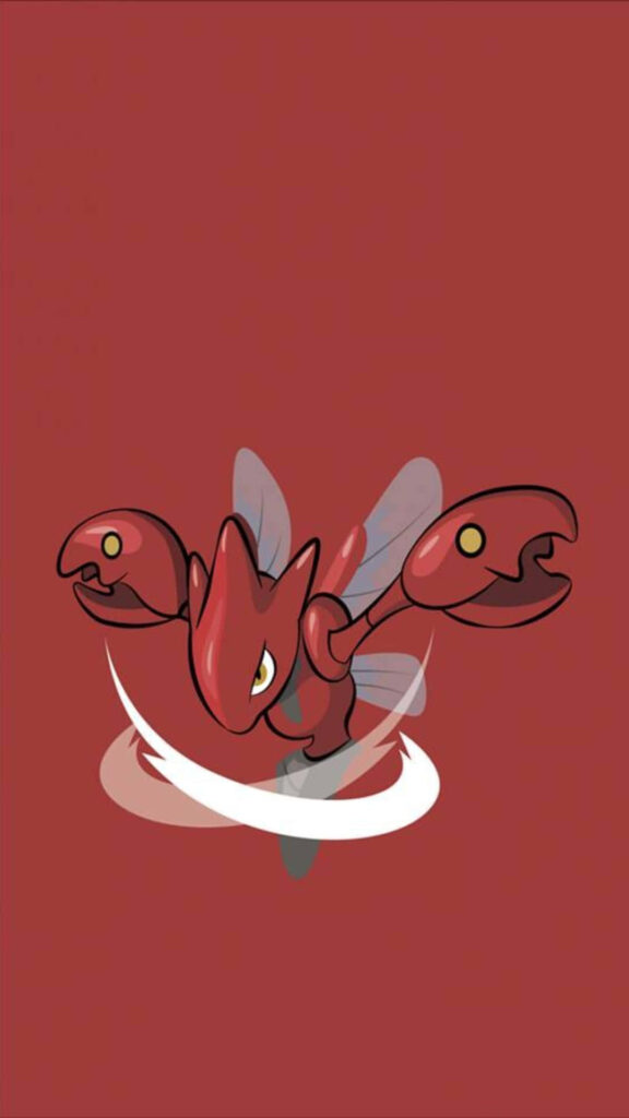 Minimalist Scizor Wallpaper - Bold Red Design for Pokémon Fans