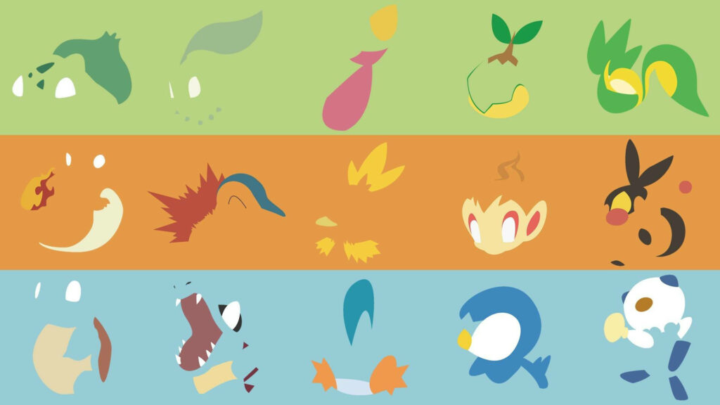 Minimalist Pokémon Silhouettes Wallpaper with Colorful Backgrounds