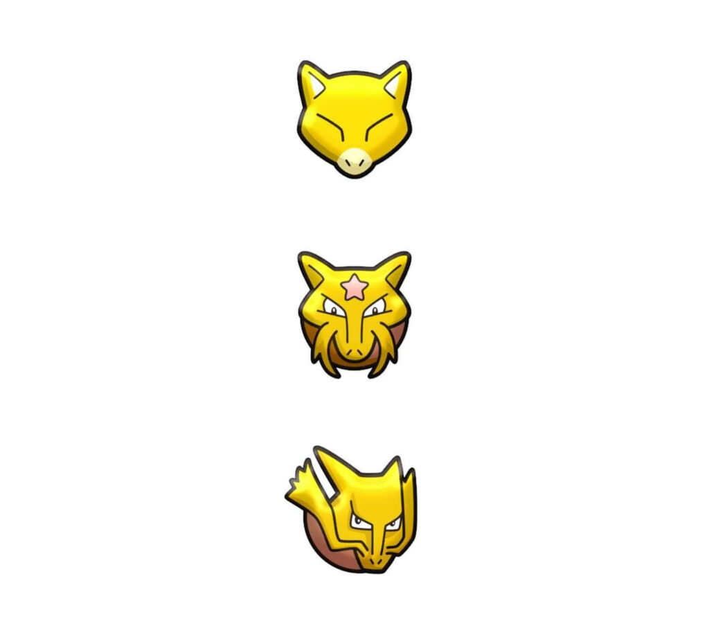 Minimalist Abra Evolution Wallpaper: Sleek Icons on White Background