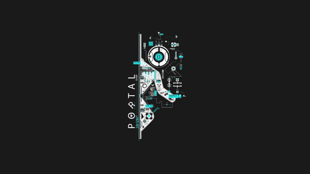 Minimalist Portal 2 Wallpaper: Iconic Portal Gun Design in Sci-Fi Style