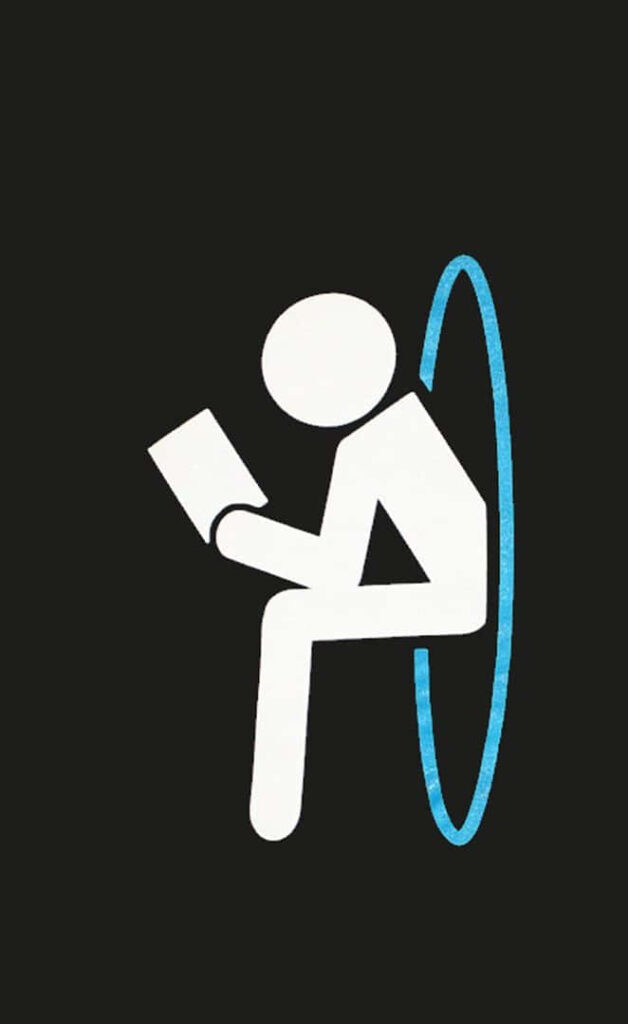 Minimalist *Portal 2* Wallpaper: Iconic Figure & Glowing Portal